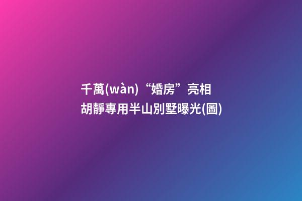 千萬(wàn)“婚房”亮相 胡靜專用半山別墅曝光(圖)